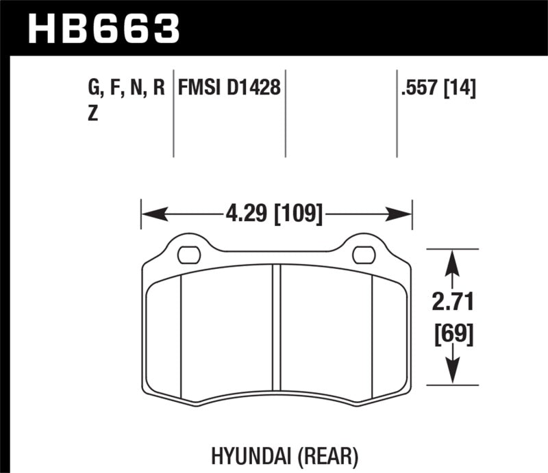 Hawk 10 Hyundai Genesis Coupe (Track w/ Brembo Breaks) HPS Street 14mm Rear Brake Pads - 0