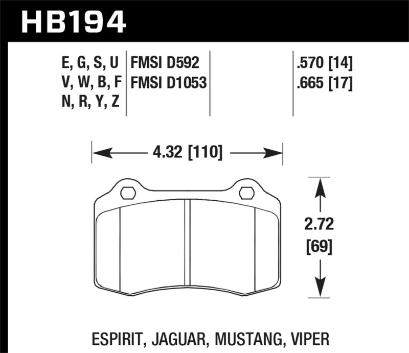 Hawk 2010 Camaro SS HP+ Street Rear Brake Pads - 0