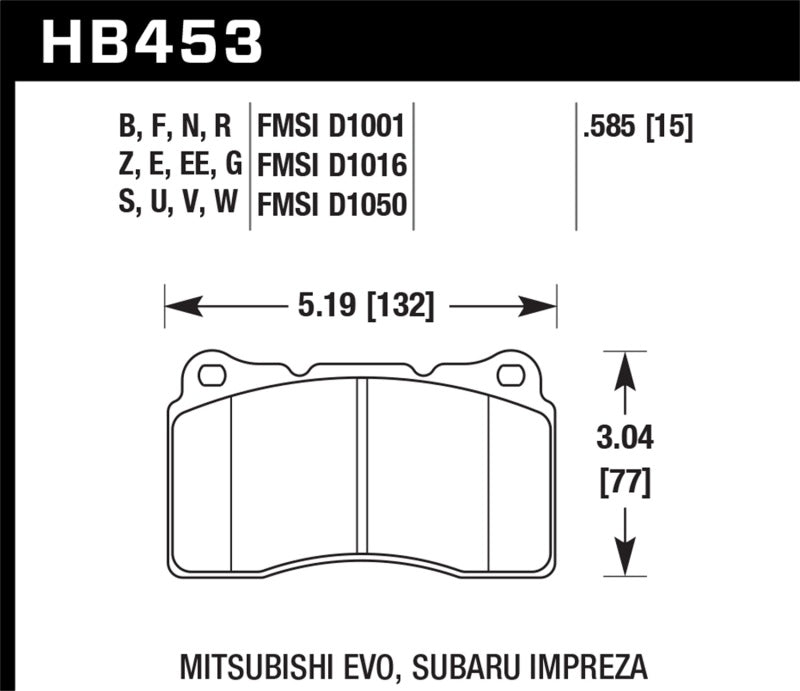 Hawk Street 5.0 Front Brake Pad Brembo 03-06 Evo / 04-14 STI / 09-10 Evo / 09-10 Genesis / 04-08 TL - 0