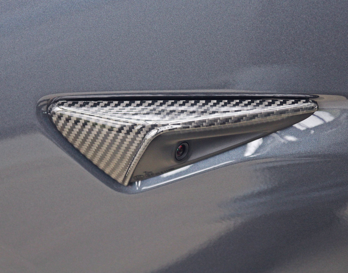 Tesla Model 3 Carbon Fiber Fender Camera Covers – Plugged In Performance