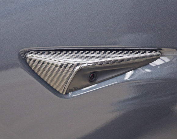 Tesla Model 3 Carbon Fiber Fender Camera Covers - plugged in performance