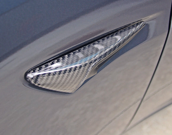 Tesla Model 3 Carbon Fiber Fender Camera Covers - plugged in performance