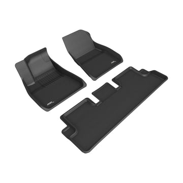 3D MAXpider 20-22 Tesla Model 3 Kagu 1st & 2nd Row Floormats - Black - 0