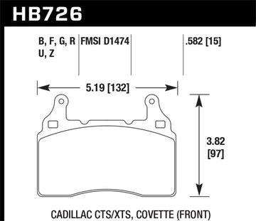Hawk 2014 Chevrolet Corvette PC Front Brake Pads - 0